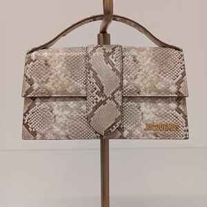 Jacquemus Women's Le Grand Bambino Snake-Embossed Crossbody Bag - Beige